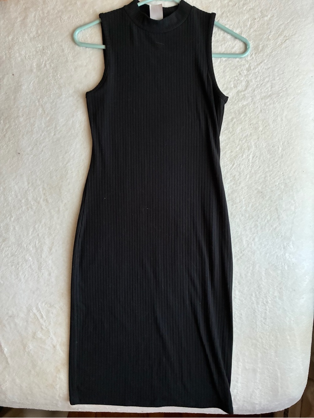 No Boundaries Black Ribbed Mock-Neck Midi Dress